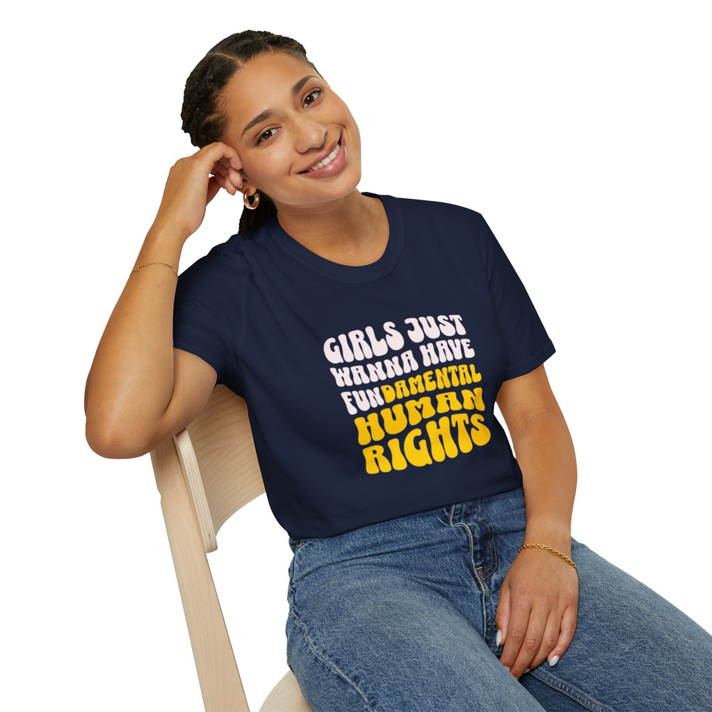 Girls Just Wanna Have Fundamental Human Rights Unisex Softstyle T-Shirt - EqualiTees.Me