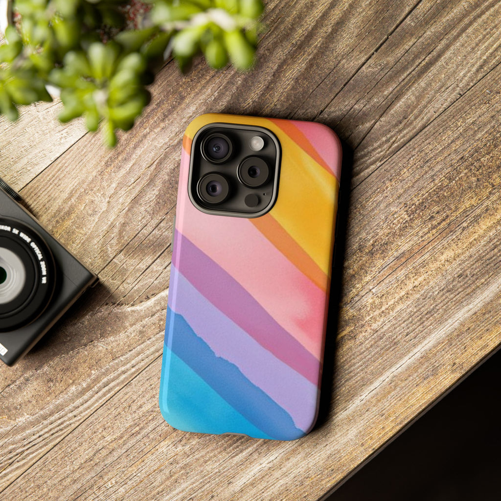 Colorful Diagonal Watercolor Tough Phone Case for iPhone