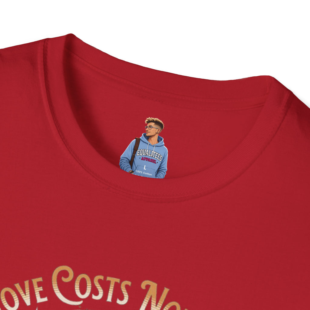 Unisex Softstyle T-Shirt - Love Costs Nothing, Give It Away Floral Peace Design