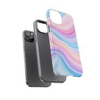 Pastel Marble Tough Phone Case iPhone — Swirled Pink & Blue Protective Cover