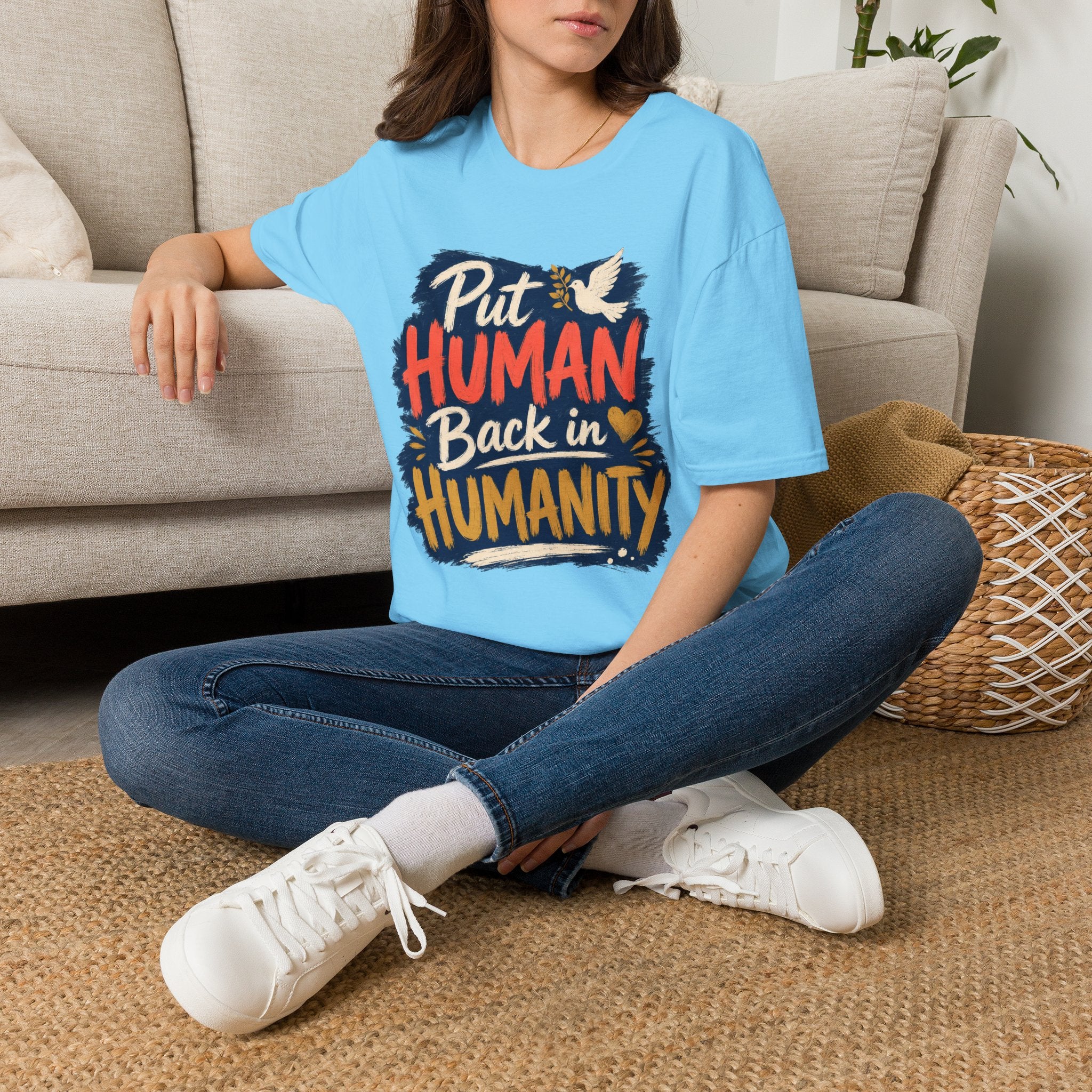 Put Human Back in Humanity T-Shirt — Inspirational Peace Dove Tee