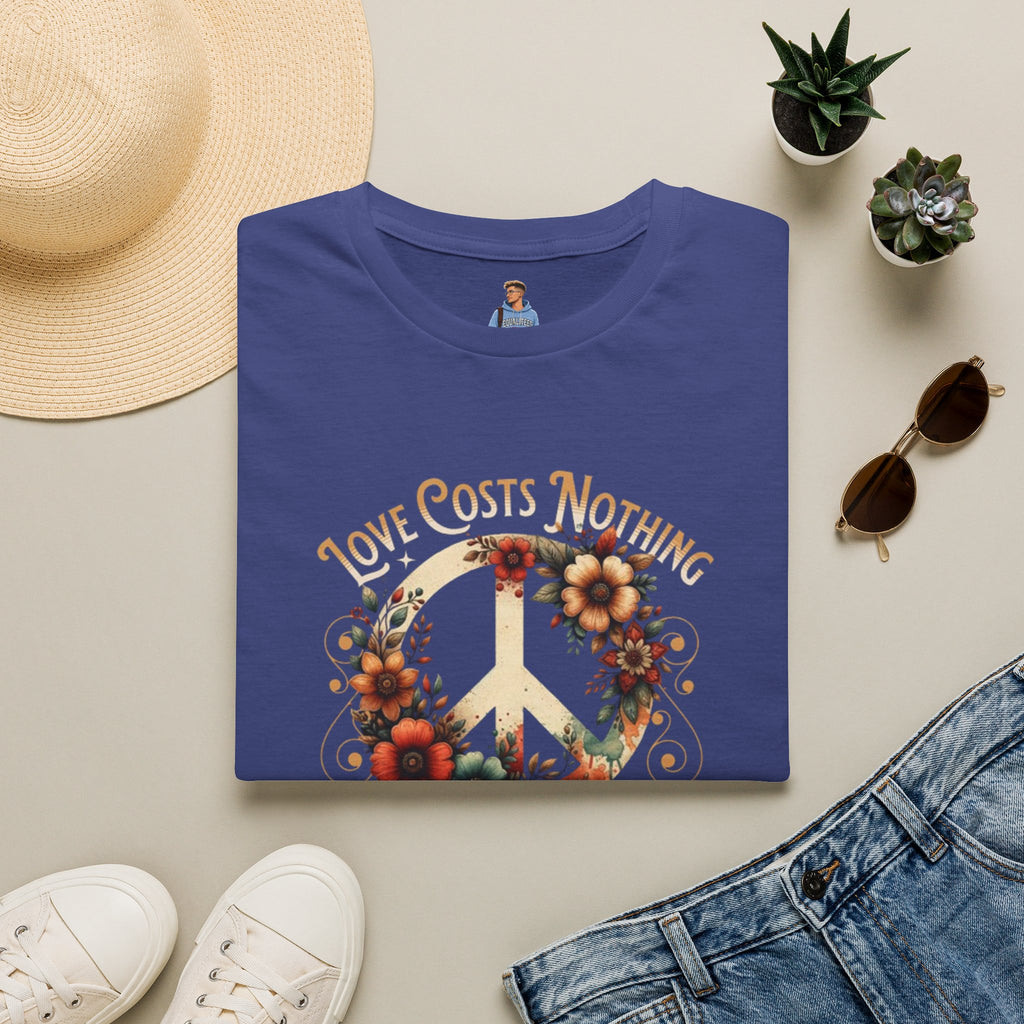 Unisex Softstyle T-Shirt - Love Costs Nothing, Give It Away Floral Peace Design