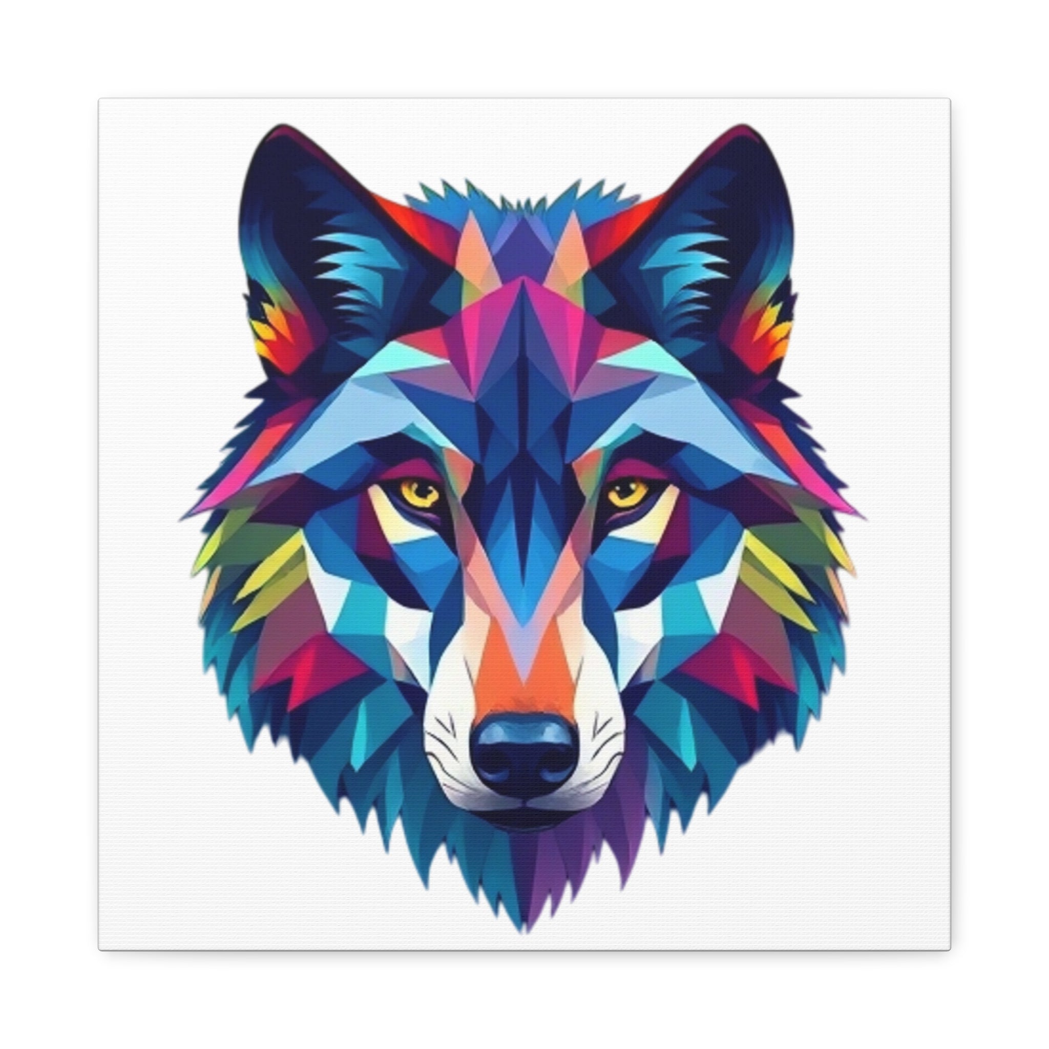 Colorful Wolf Art Canvas - Vibrant Stretched Wall Decor for Nature Lovers