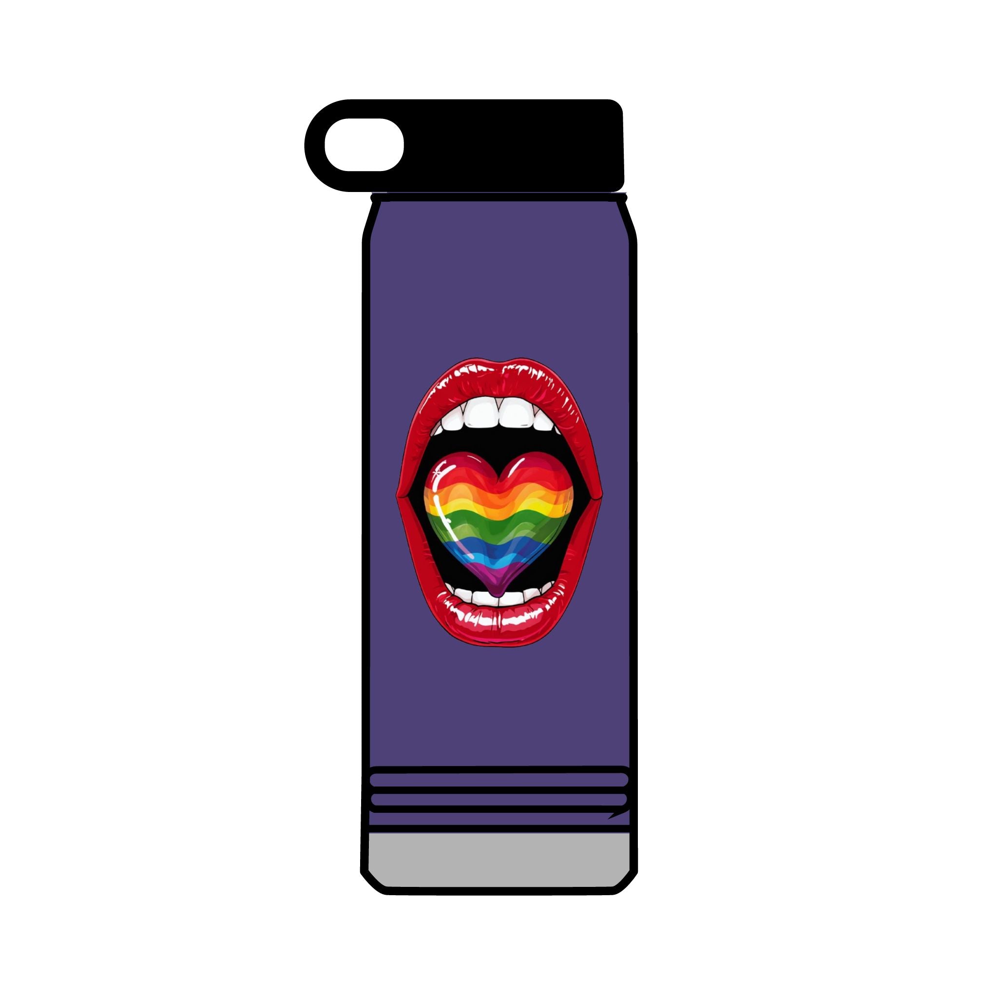 Rainbow Heart  Tongue 32oz Water Bottle - LGBTQ+ Pride Water Flask