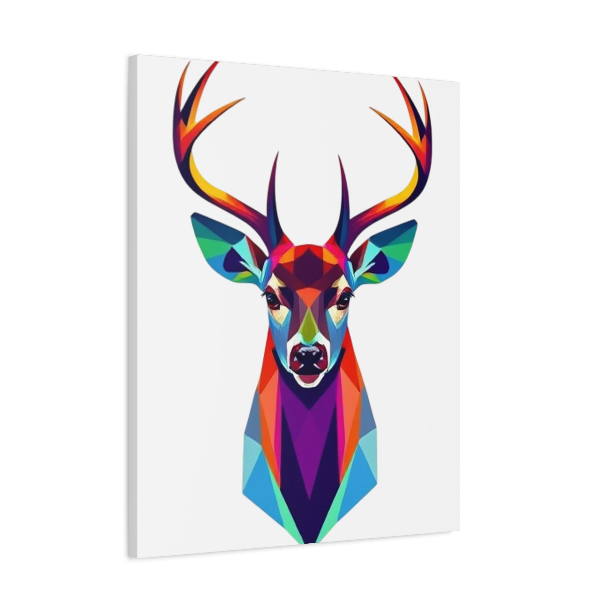 Vibrant Stag Canvas Wall Art - Colorful Geometric Deer Decor