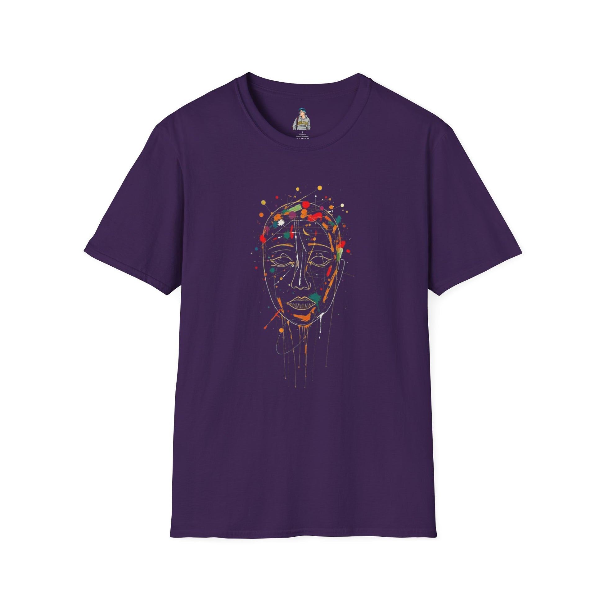 Abstract Rainbow Splatter Face Tee