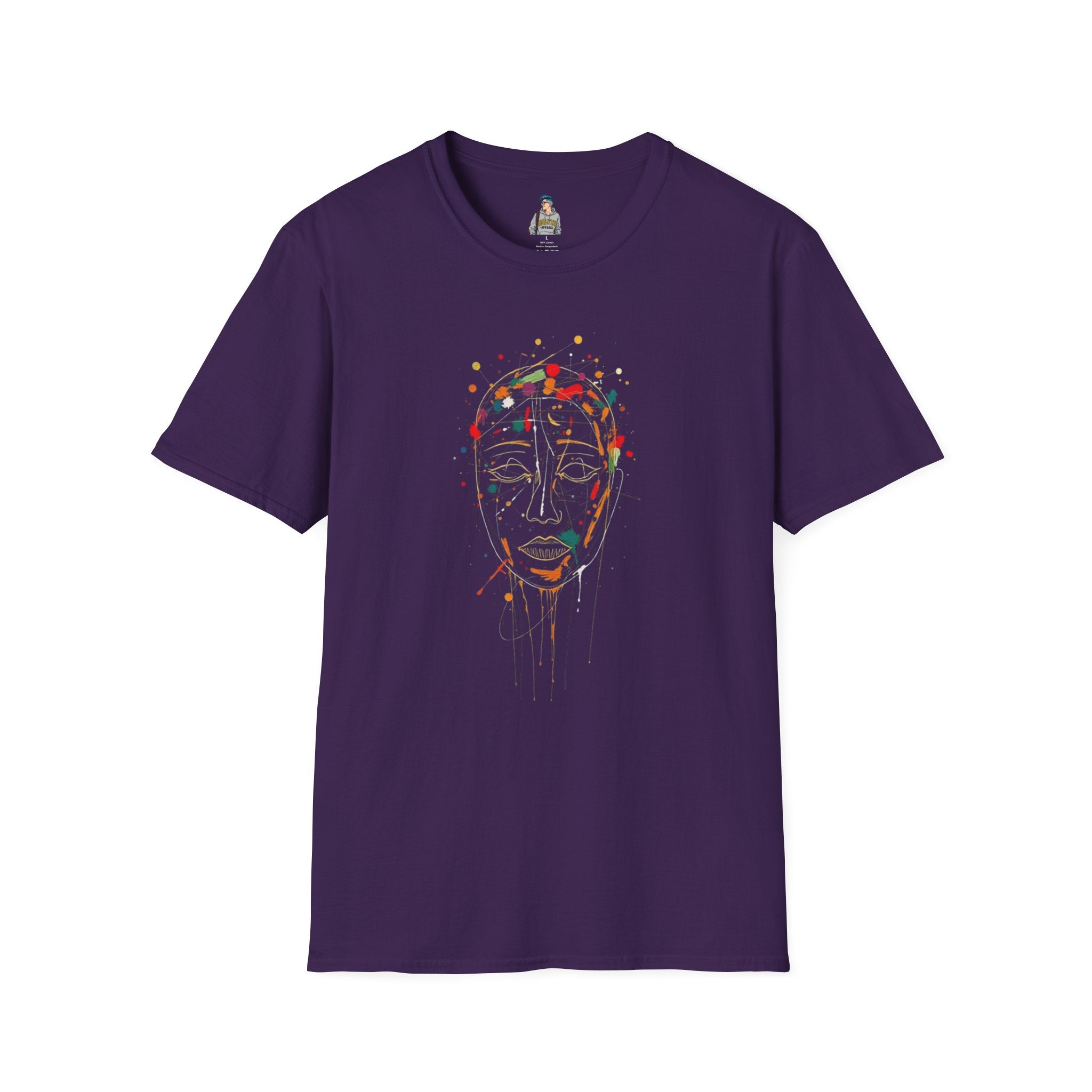 Abstract Rainbow Splatter Face Tee