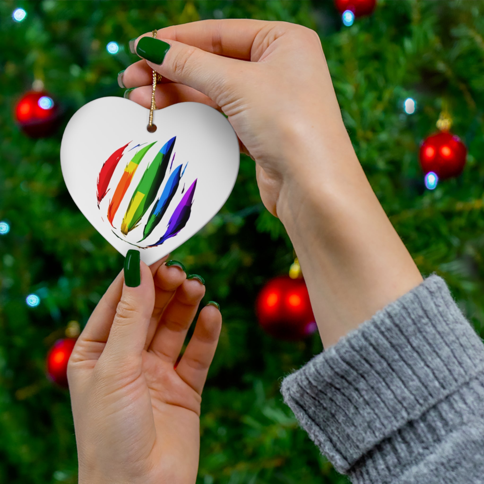 Rainbow Scratch Ceramic Ornament - 4 shapes