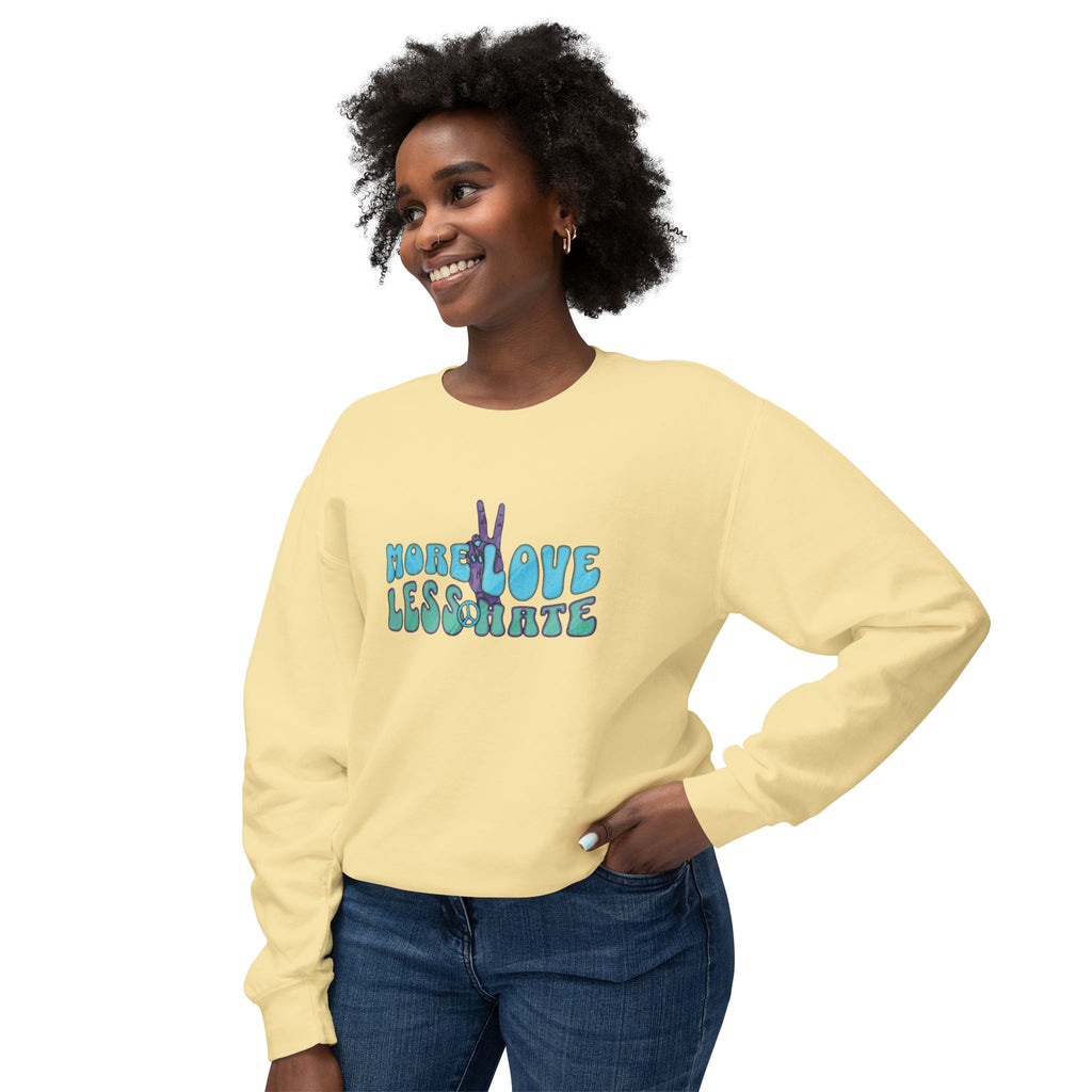 Unisex Lightweight Crewneck Sweatshirt -More Love Less Hate
