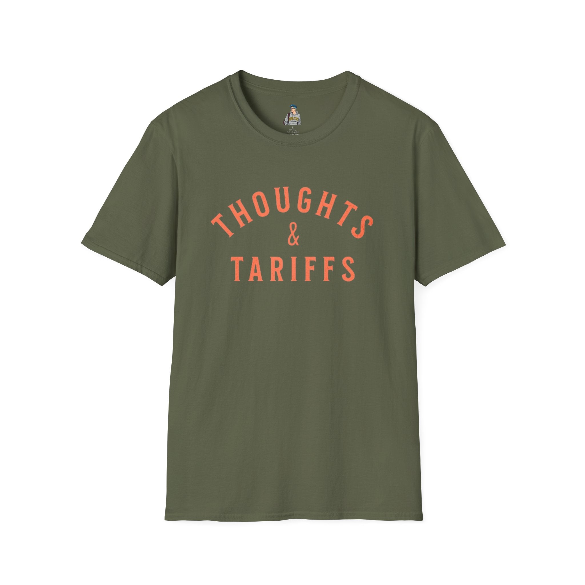 Funny Political Unisex SoftstyleThoughts and Tariffs Tee