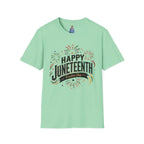 Juneteenth T-Shirt - "Happy Juneteenth" Fireworks Celebration Tee