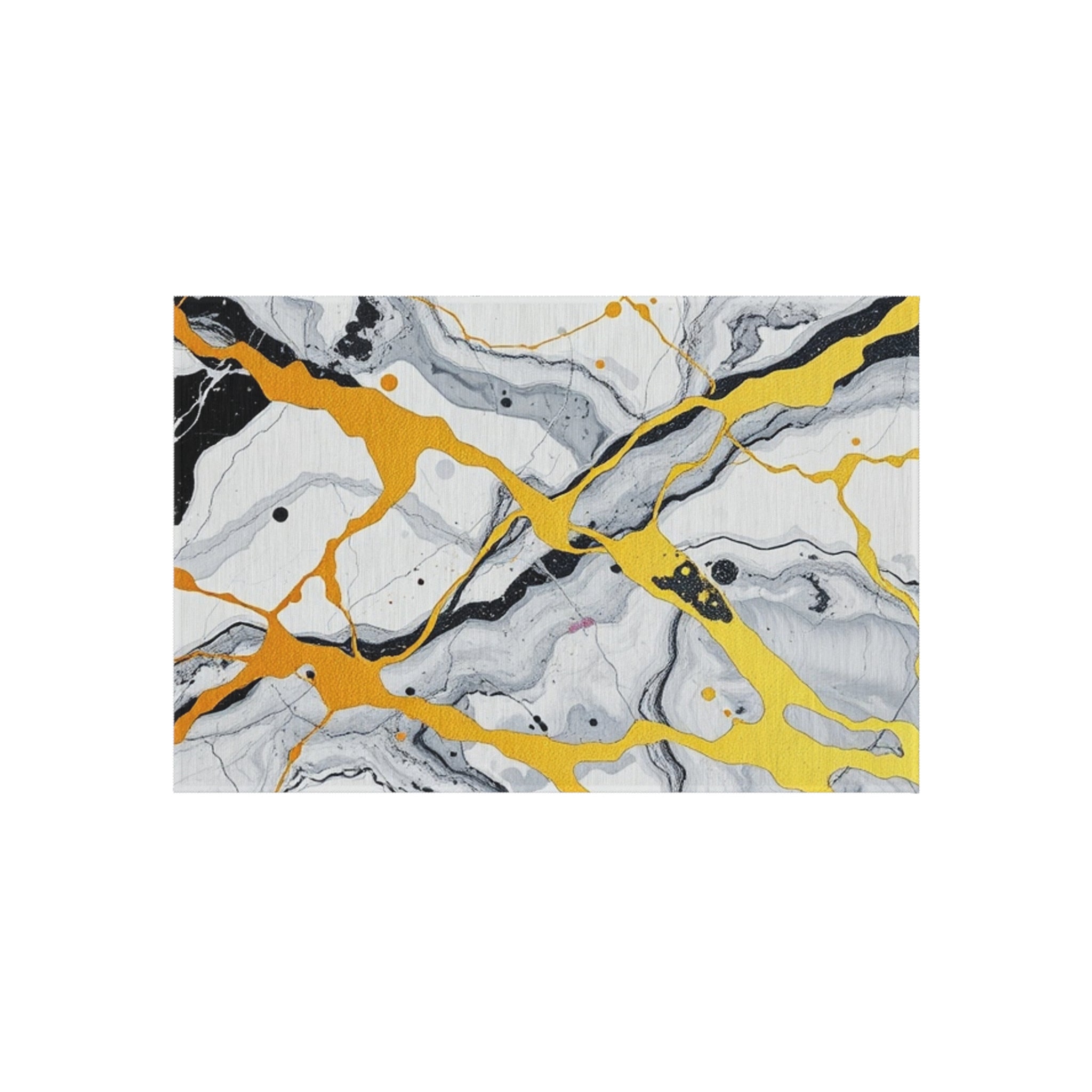 Marble and Gold Design Outdoor Rug - Colorful Decorative Mat for Patios & Gardens
