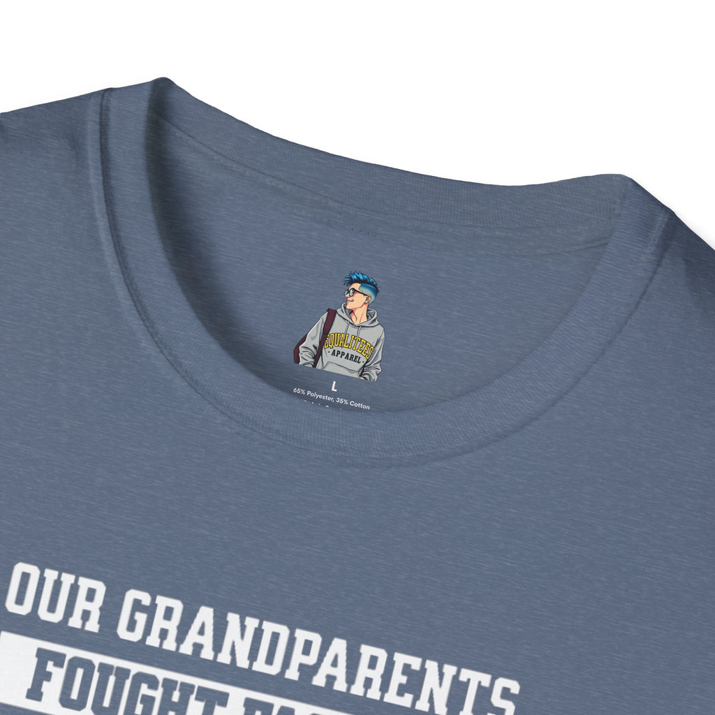 Unisex Softstyle T-Shirt: 'Our Grandparents Fought Fascists' Patriotic Tee