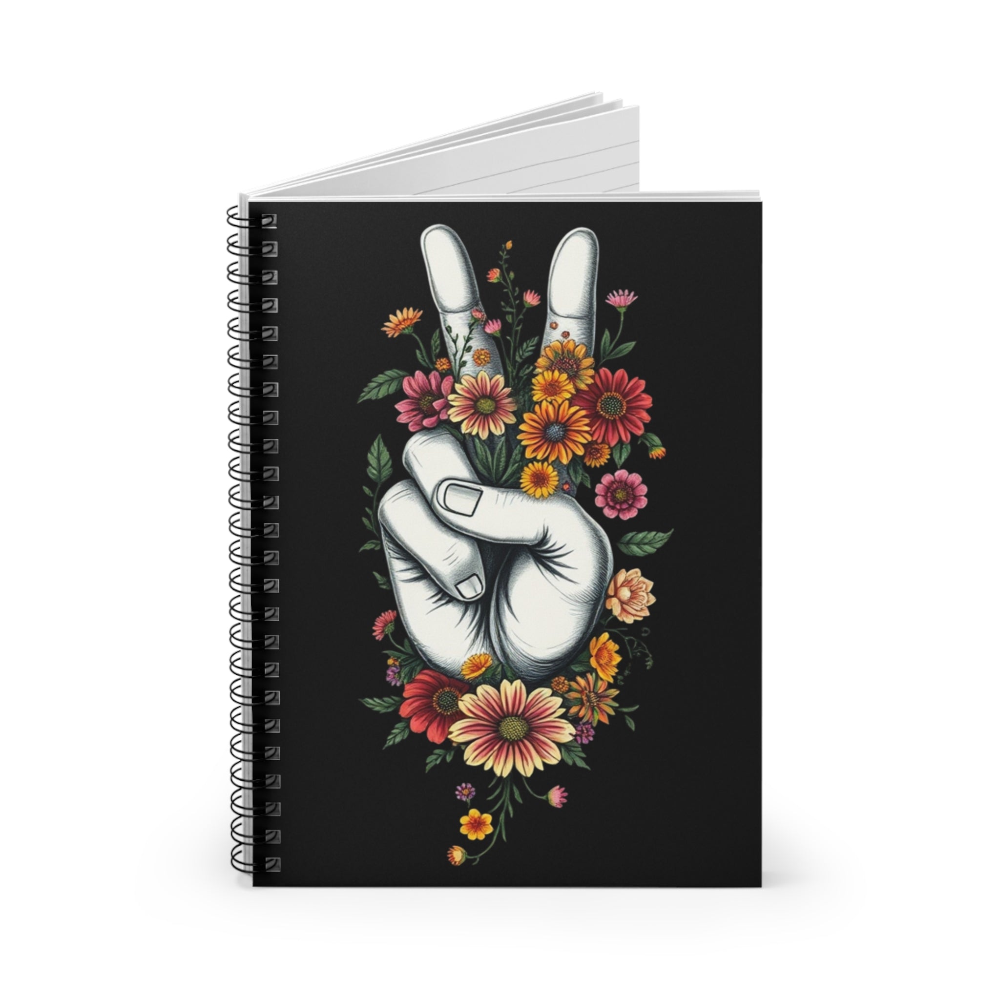 Peaceful Vibes Floral Spiral Notebook - Ruled Lines