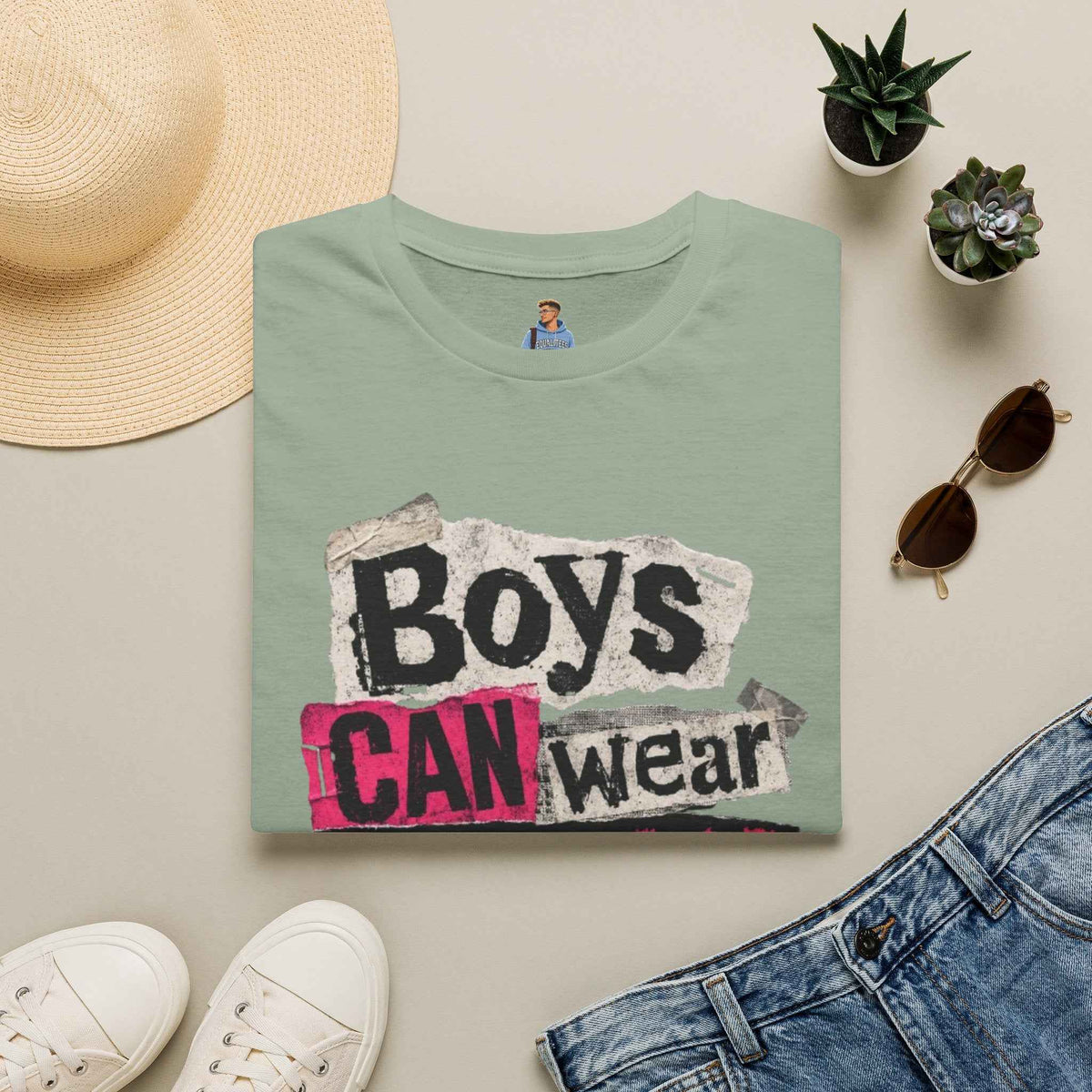 Boys Can Wear Pink T-Shirt — Bold Retro Feminist Graphic Tee