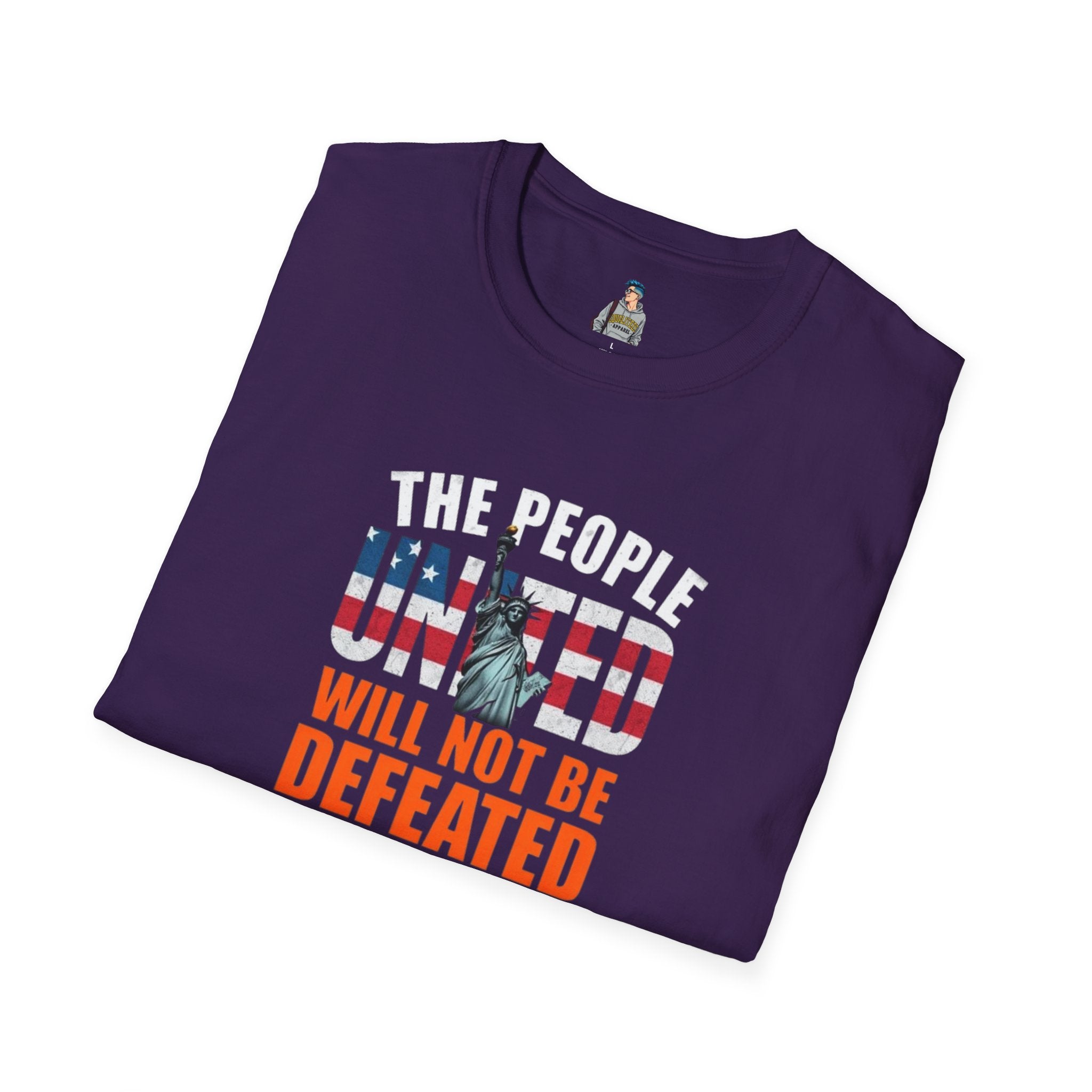Patriotic Unisex Softstyle T-Shirt - "The People United Will Not Be Defeated"