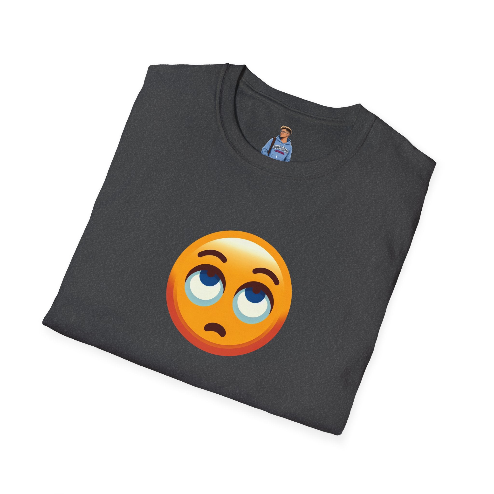 Unisex Softstyle T-Shirt with Eye Roll Emoji | Casual Graphic Tee for Everyday Humor