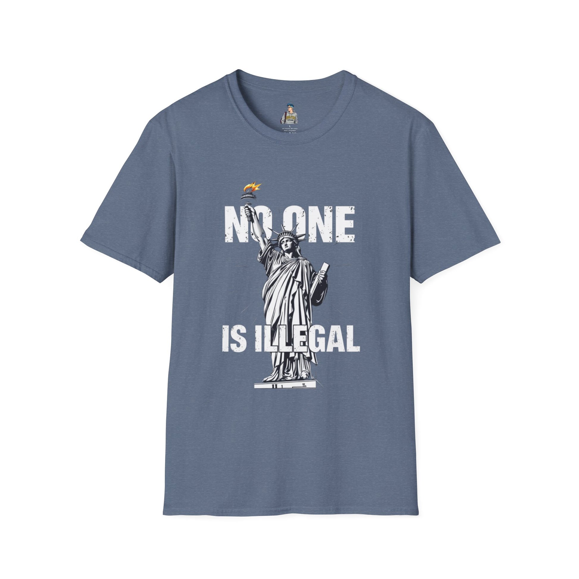 Unisex Softstyle T-Shirt - 'No One Is Illegal' Graphic Tee for Social Justice Advocates