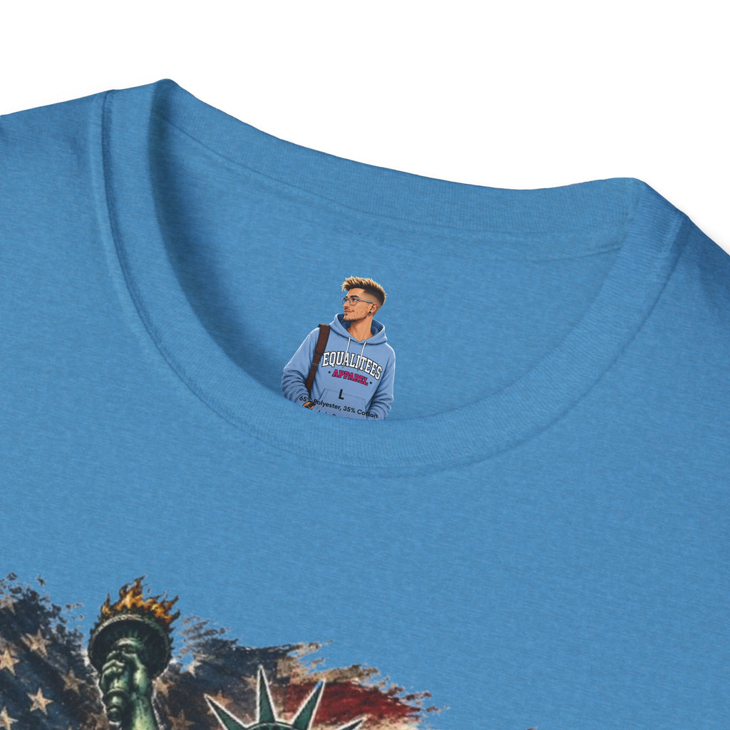 Statue of Liberty Stepping on MAGA American Flag T-Shirt — Patriotic USA Independence Day Tee