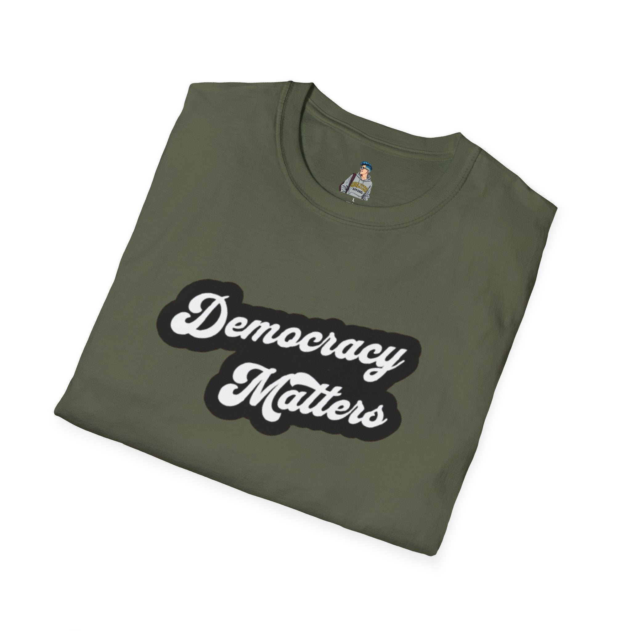 Democracy Matters T-Shirt — Retro Script Political Tee