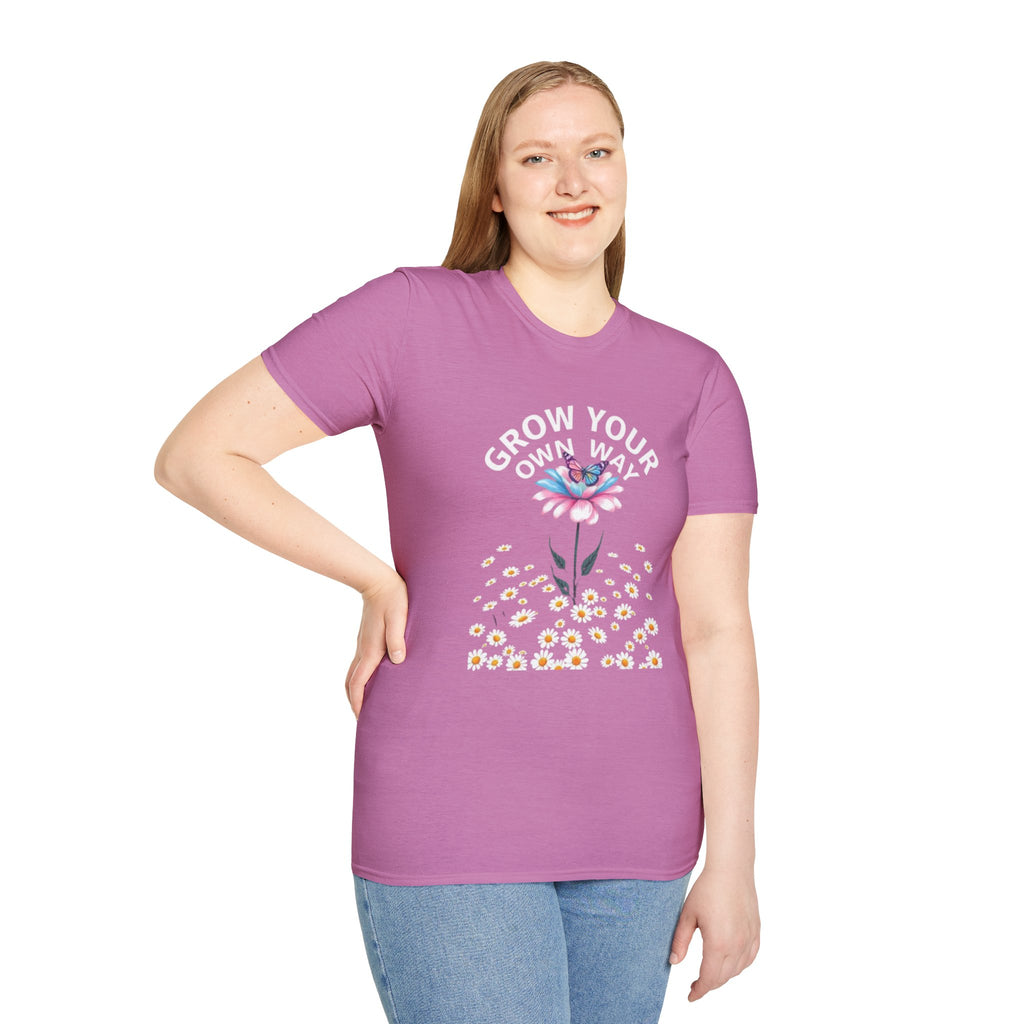 Grow Your Own Way Trans Pride Unisex T-Shirt - Floral Design for Garden Lovers