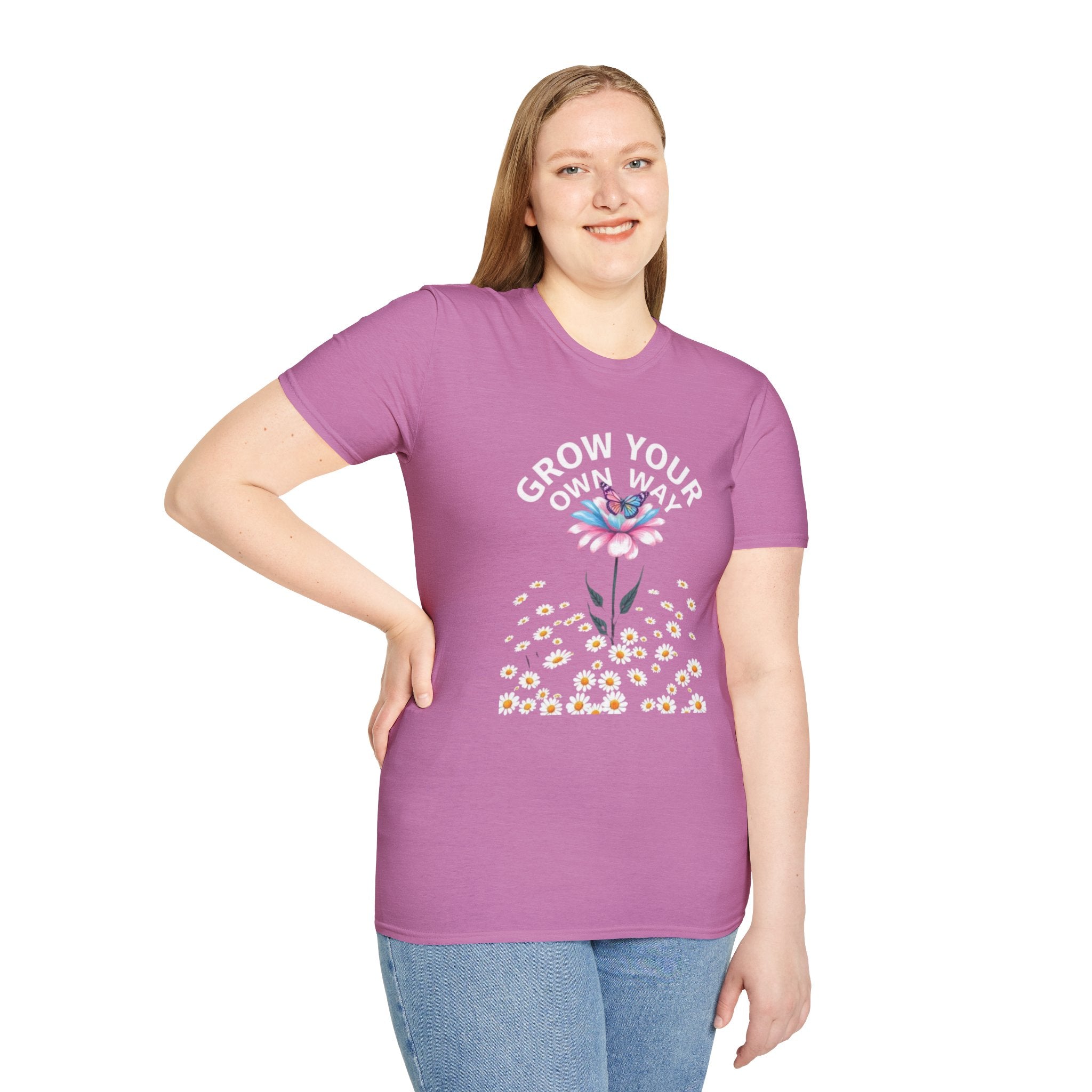 Grow Your Own Way Trans Pride Unisex T-Shirt - Floral Design for Garden Lovers