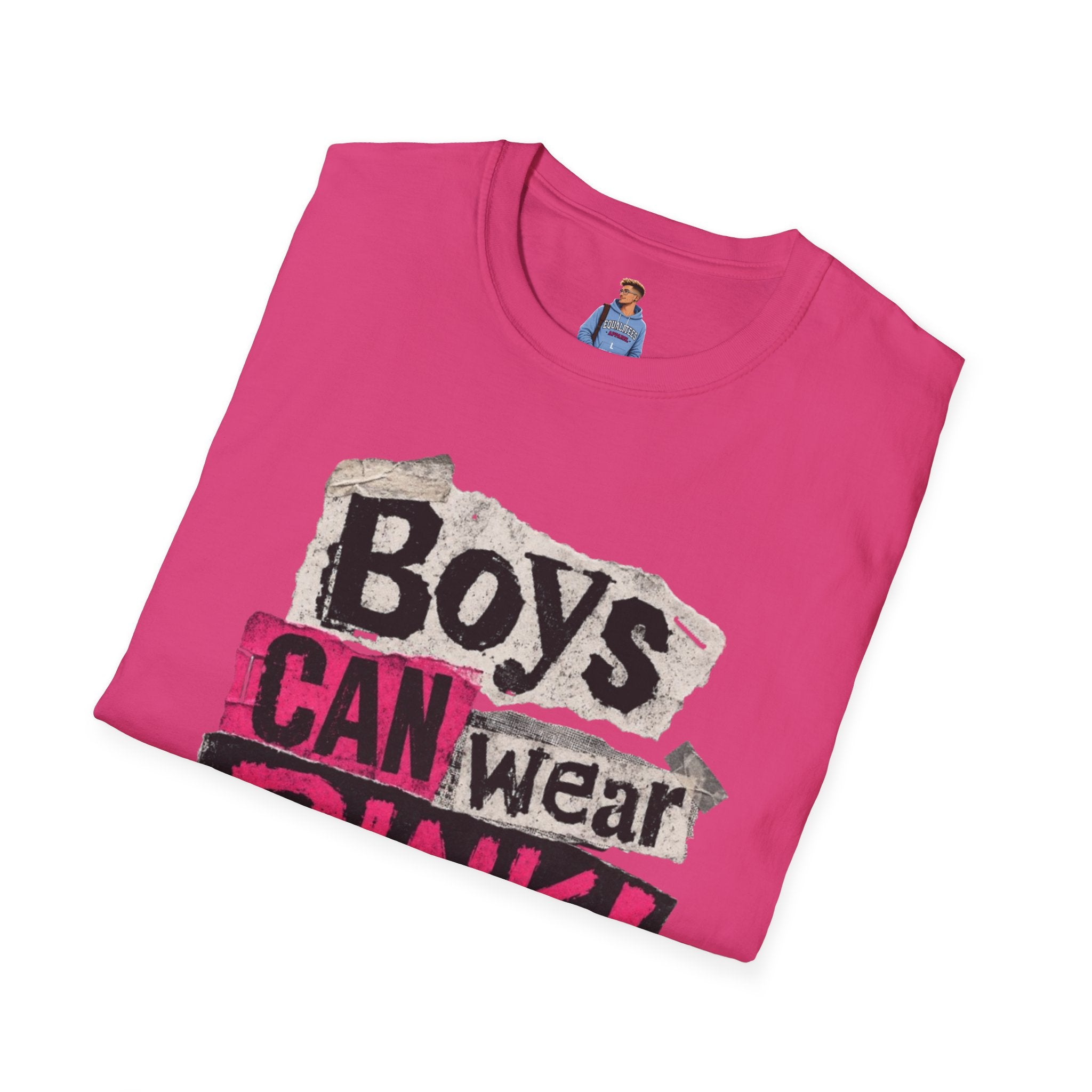Boys Can Wear Pink T-Shirt — Bold Retro Feminist Graphic Tee