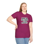 Humorous Unisex Softstyle T-Shirt - "When Did You Choose to Be Straight??"