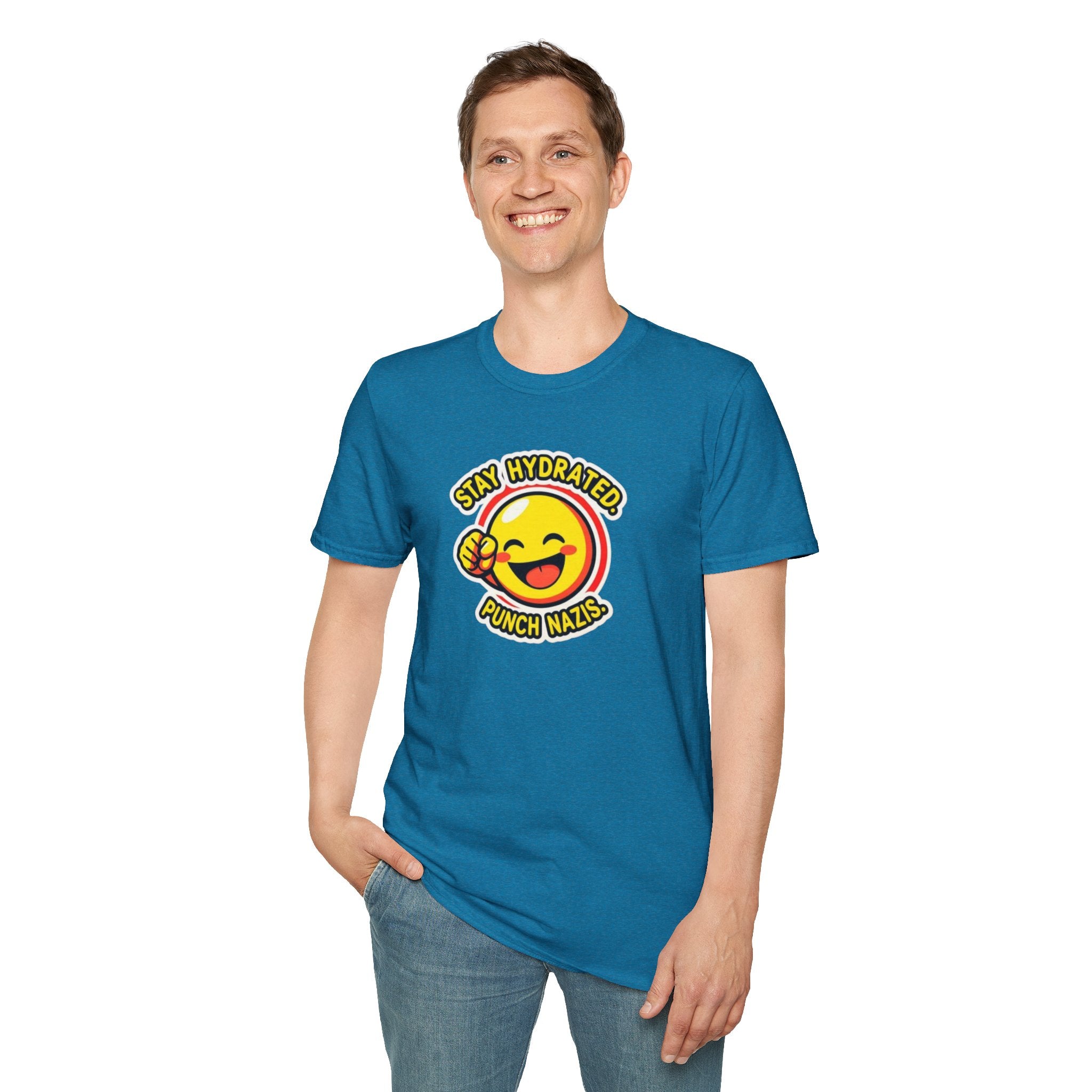 Stay Hydrated, Punch Nazis Funny Emoji T-Shirt