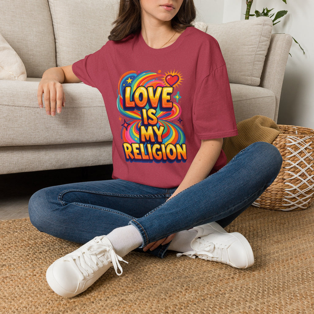 Love Is My Religion Retro Rainbow Graphic T-shirt