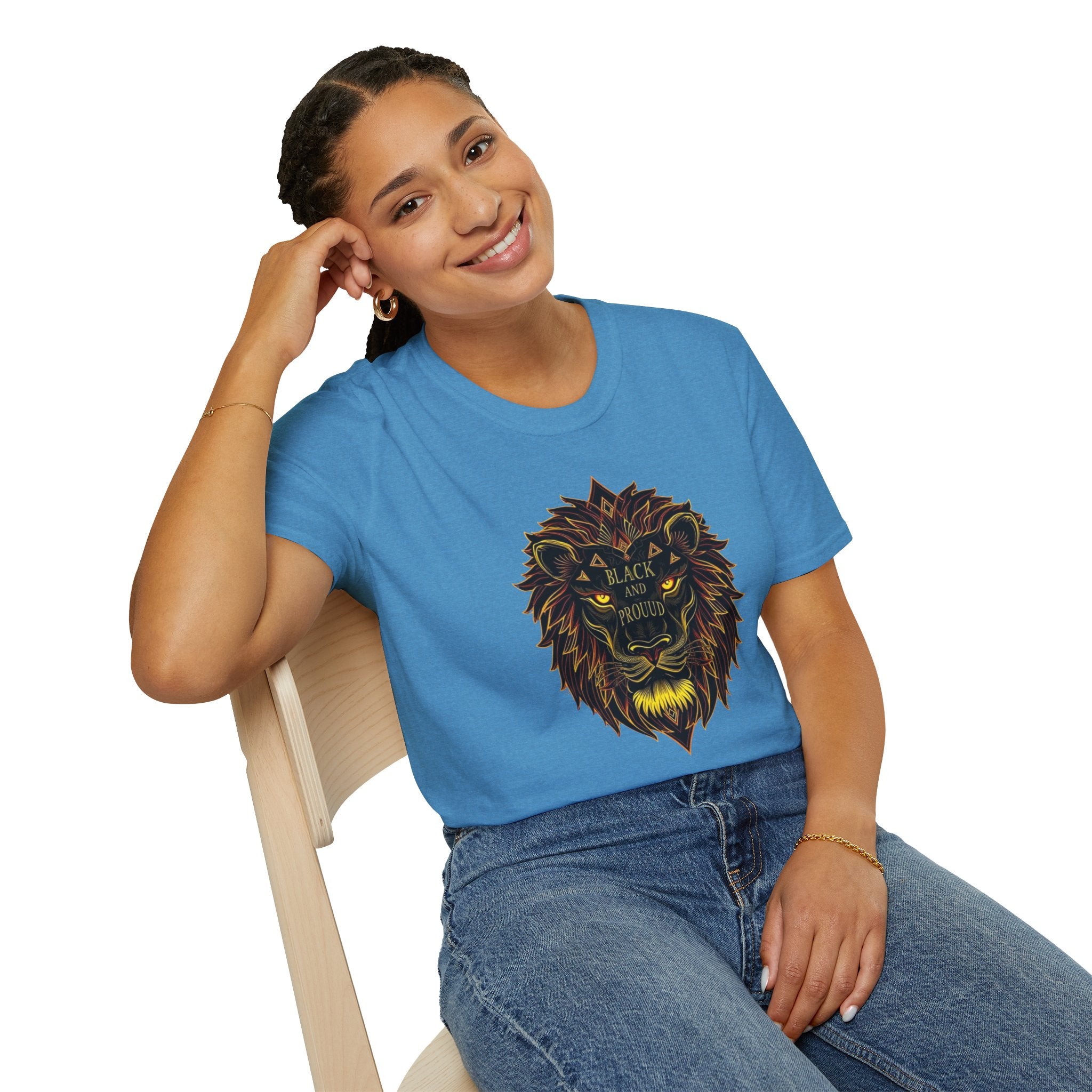 Black & Proud Lion Softstyle T-Shirt - Unisex Graphic Tee