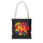 Rainbow Paint Splatter Footprints Tote Bag