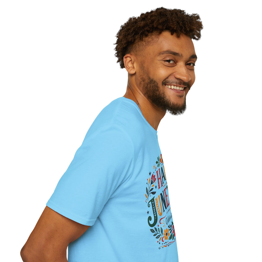 Juneteenth T-Shirt — "Happy Juneteenth" Floral Celebration Tee