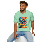 Love Is My Religion Retro Rainbow Graphic T-shirt
