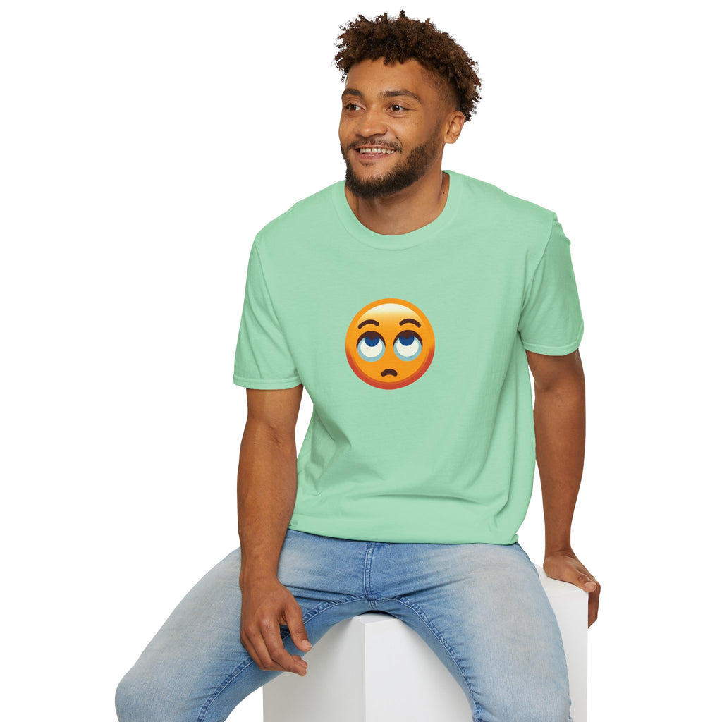 Unisex Softstyle T-Shirt with Eye Roll Emoji | Casual Graphic Tee for Everyday Humor