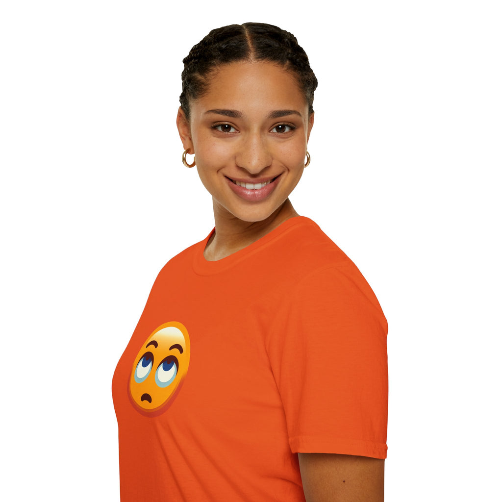 Unisex Softstyle T-Shirt with Eye Roll Emoji | Casual Graphic Tee for Everyday Humor