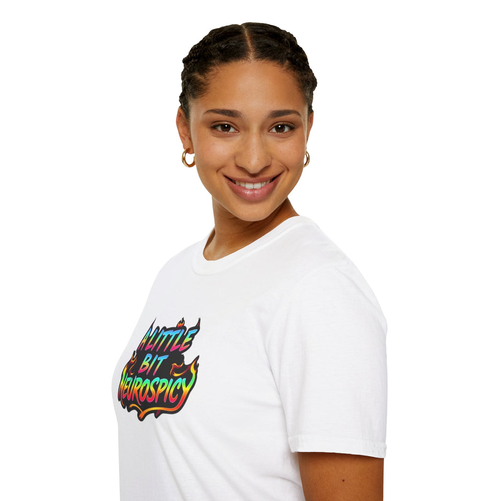 A Little Bit Neurospicy Unisex Softstyle T-Shirt - Fun & Quirky Graphic Tee for Neurodivergent Awareness