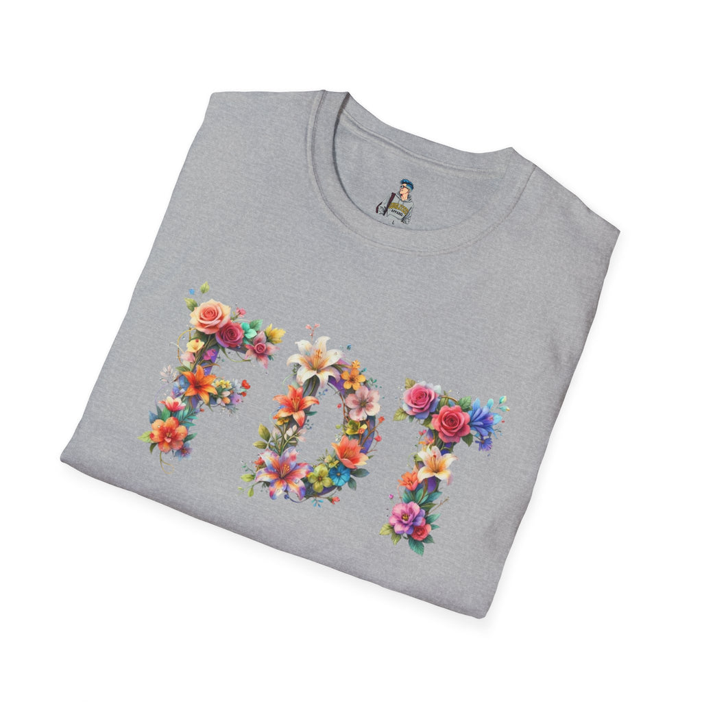 FDT Floral Letter Tee — Bold Floral Typography T-Shirt