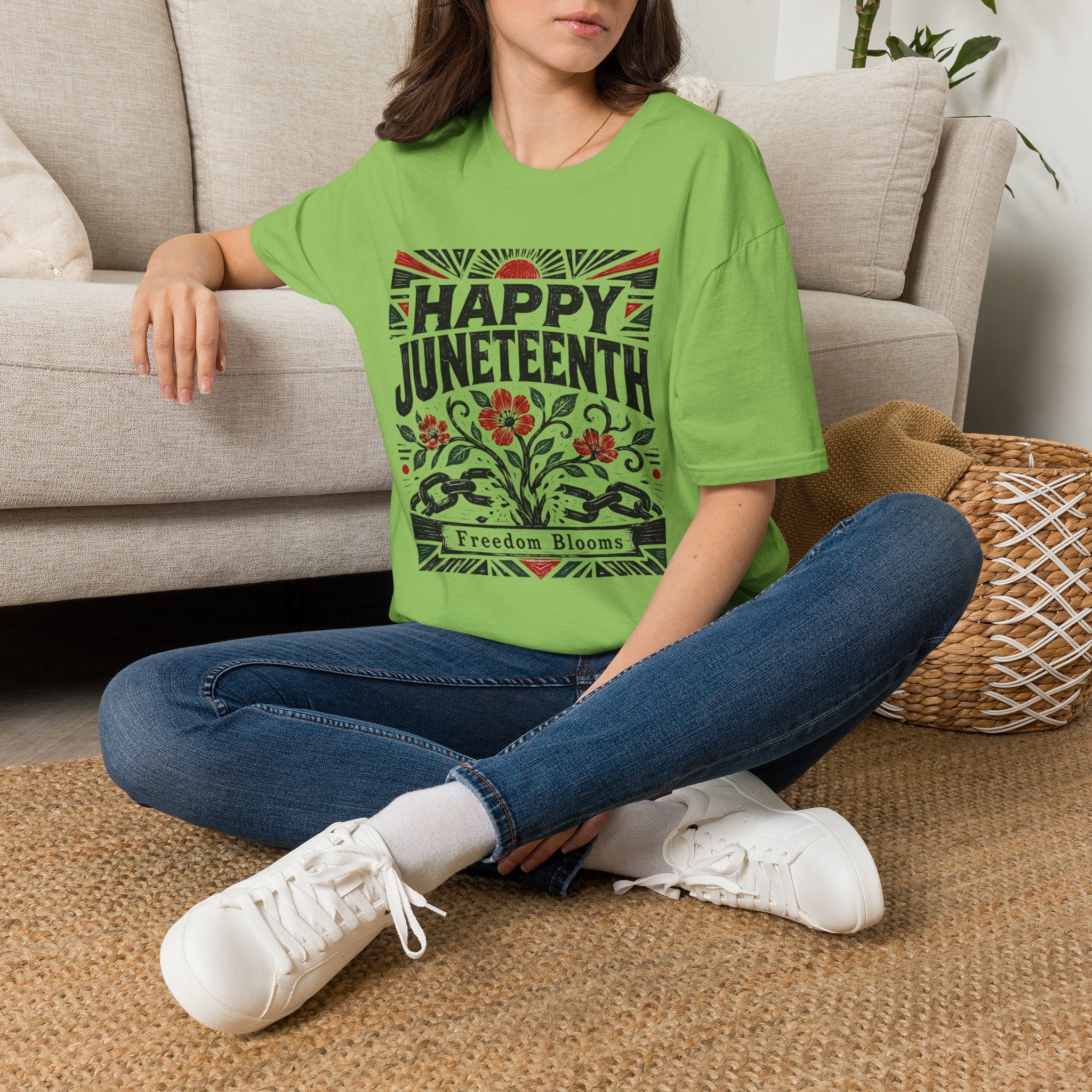 Juneteenth T-Shirt — "Happy Juneteenth" Floral Freedom Tee