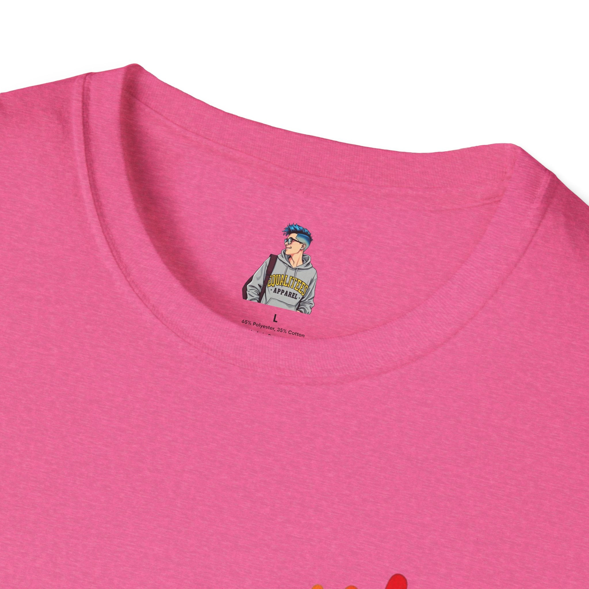 Inclusive Art Unisex Softstyle T-Shirt – ‘ Rainbow Handprint We All Belong’