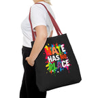 Hate Has No Place Paint Splatter Tote Bag