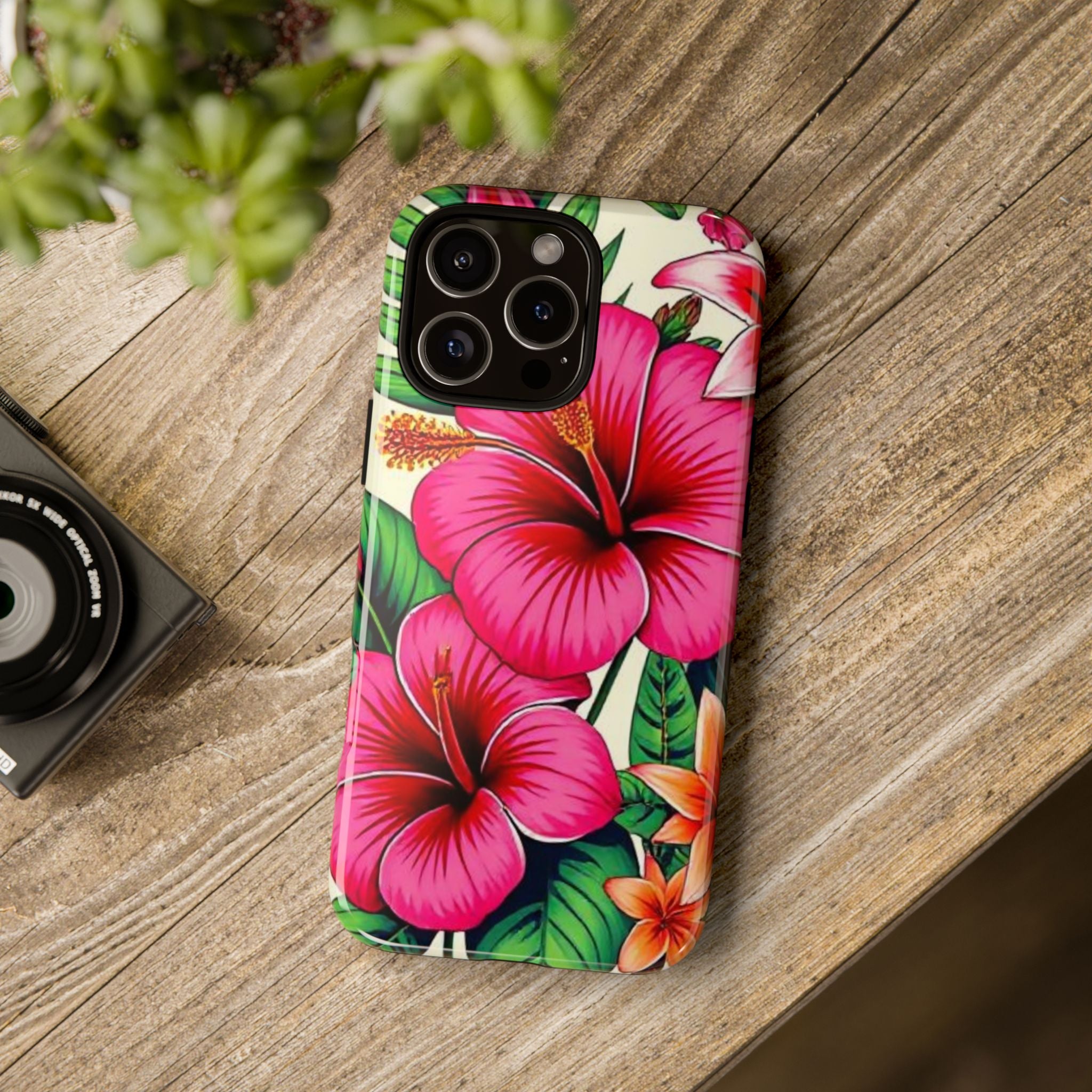 Tropical Hibiscus Phone Case for iPhone — Floral Tough Protective Cover