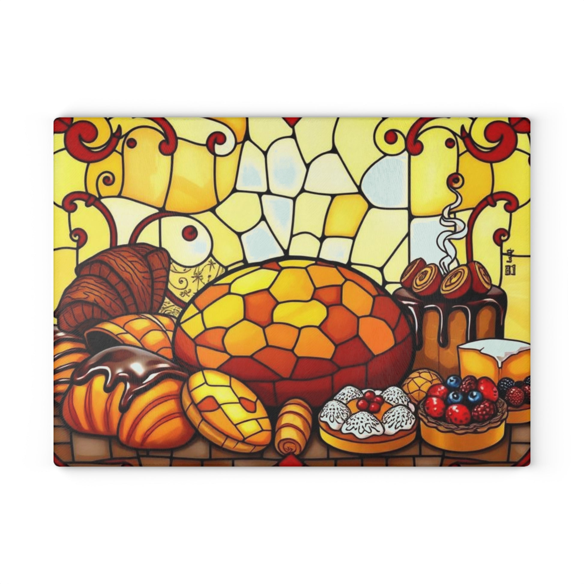 Stained Glass Bakery Cutting Board - Colorful Kitchen Decor for Baking Enthusiasts