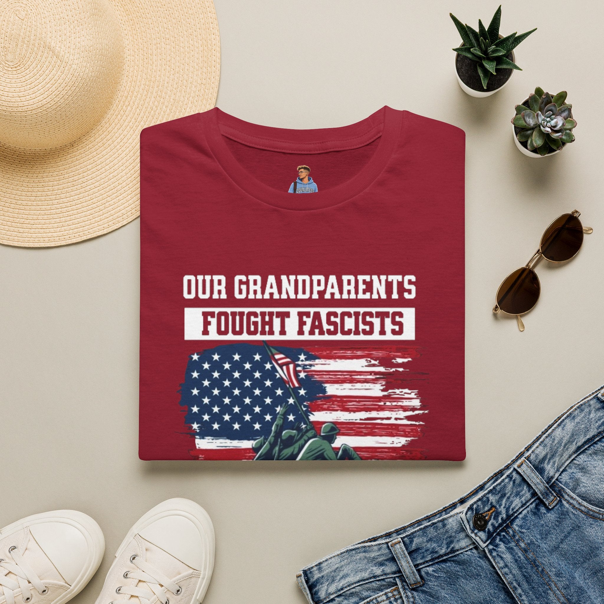 Unisex Softstyle T-Shirt: 'Our Grandparents Fought Fascists' Patriotic Tee
