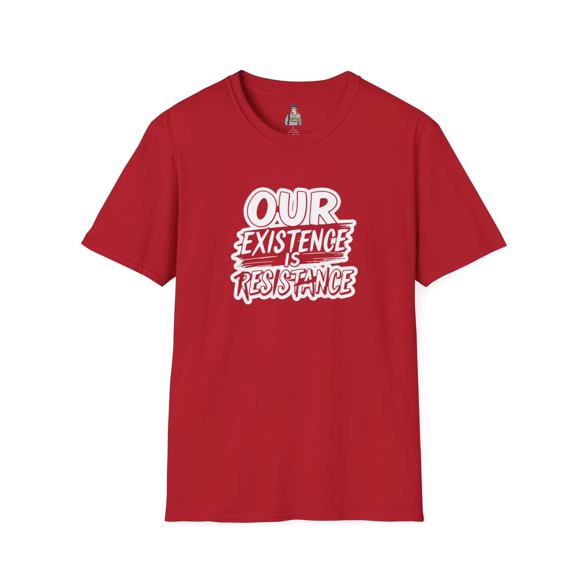 Unisex Softstyle T-Shirt - "Our Existence is Resistance" - Motivational Tee for Activists, Casual Wear, Gift for Change-makers