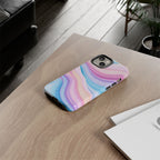 Pastel Marble Tough Phone Case iPhone — Swirled Pink & Blue Protective Cover