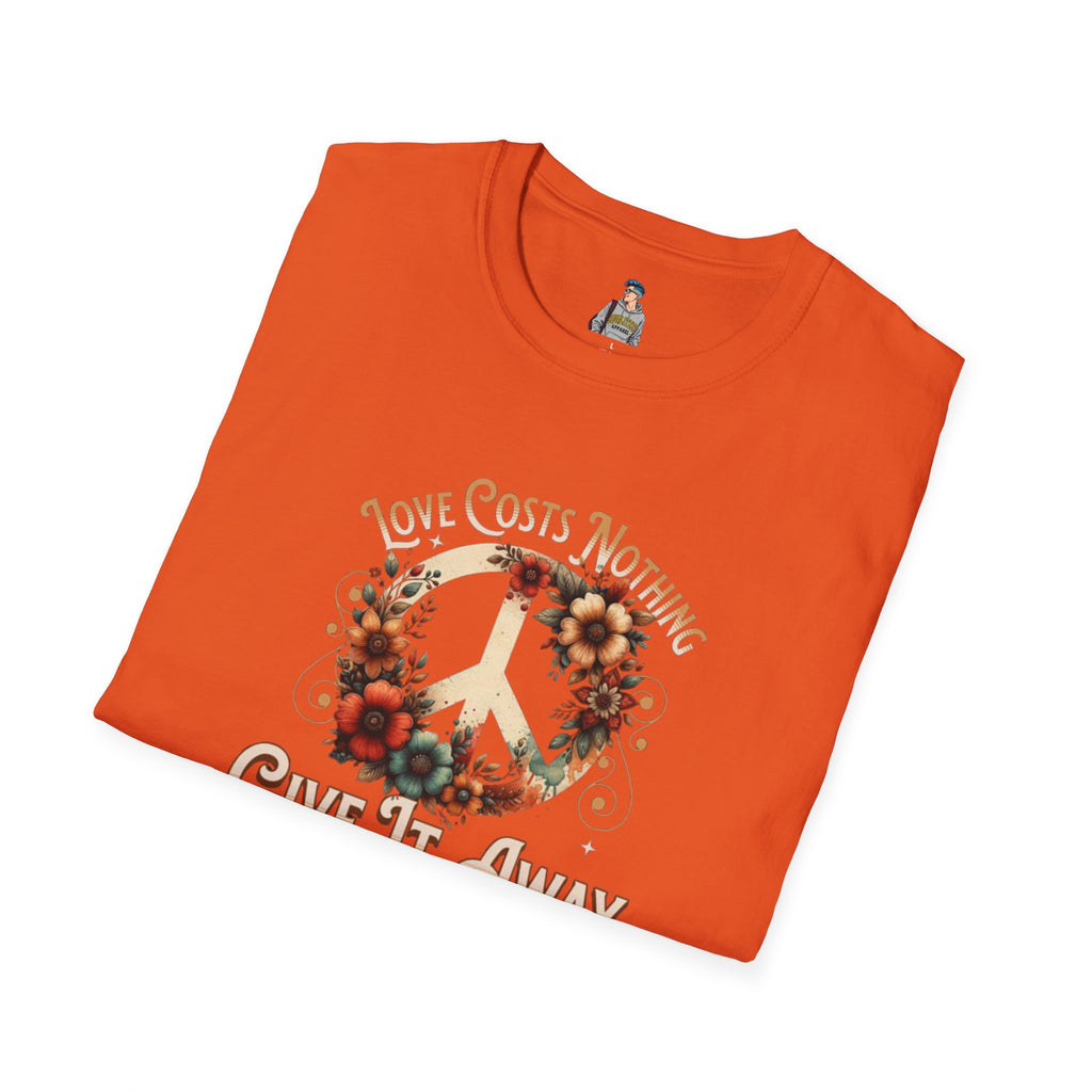 Unisex Softstyle T-Shirt - Love Costs Nothing, Give It Away Floral Peace Design
