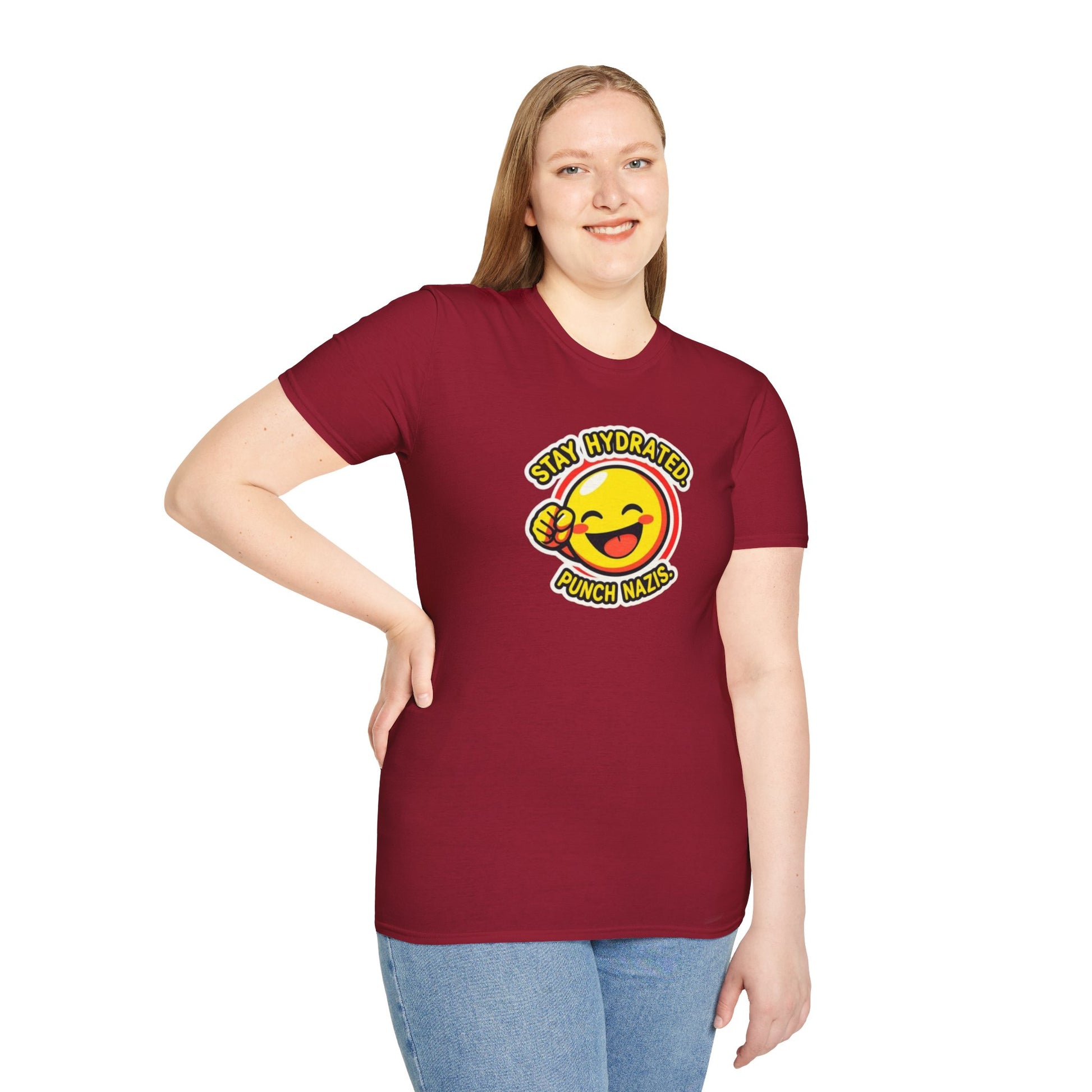 Stay Hydrated, Punch Nazis Funny Emoji T-Shirt