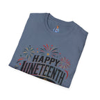 Juneteenth T-Shirt - "Happy Juneteenth" Fireworks Celebration Tee