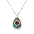 Oval Necklace — Colorful Kaleidoscope Teardrop Pendant Necklace